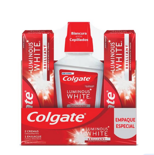 COLGATE LUMINOS WHITE X 2 + ENJUAGUE